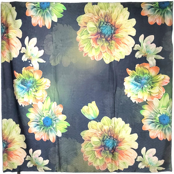 NWT Double Sided Silk Scarf 53x53 Large Square Shawl Wrap XiangYunSha 35081
